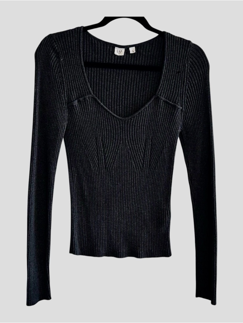 GAP Dark Grey Sweetheart Neckline Ribbed Sweater